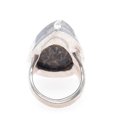 925 Sterling Silver Vintage Real Fossil Modernist Ring Size 10