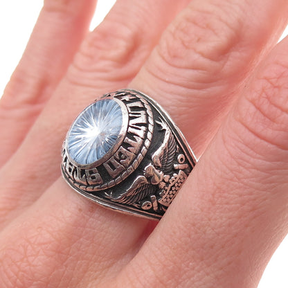 Jostens 925 Sterling Silver Vintage 1975 Blue C Z US Navy Ring Size 12.25