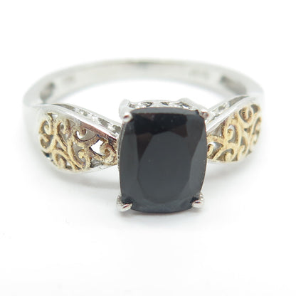 CHUCK CLEMENCY 925 Sterling Silver Vintage Black Spinel Gem Ring Size 10.25