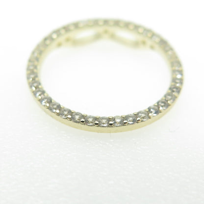 HAN 925 Sterling Silver Gold Plated Real White Topaz Circle of Life Pendant