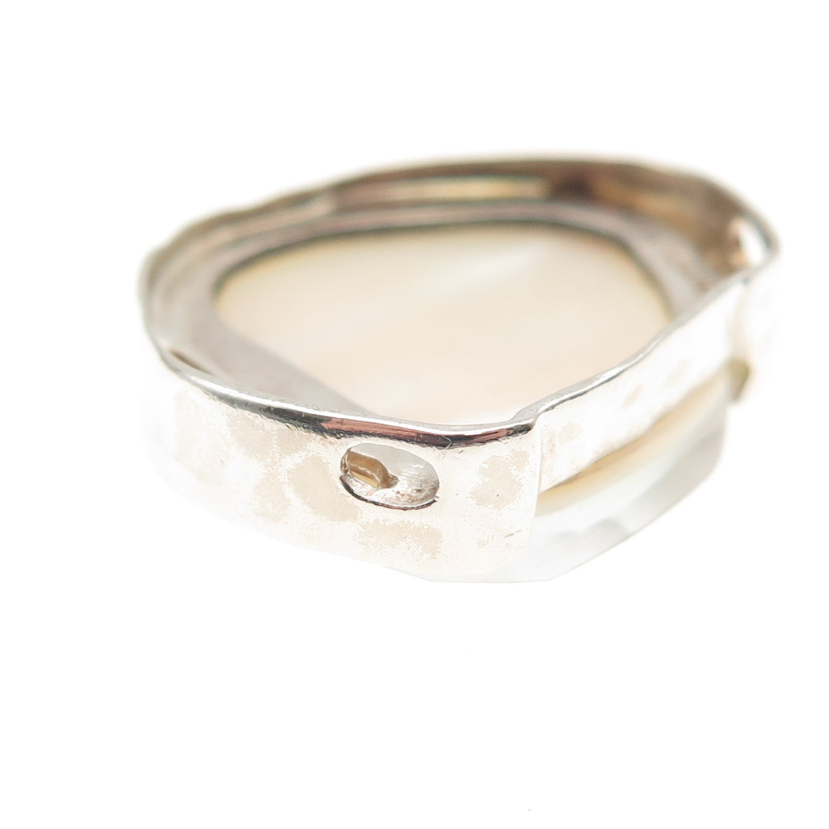 SILPADA 925 Sterling Silver Real Doublet MOP & C Z Modernist Slide Pendant