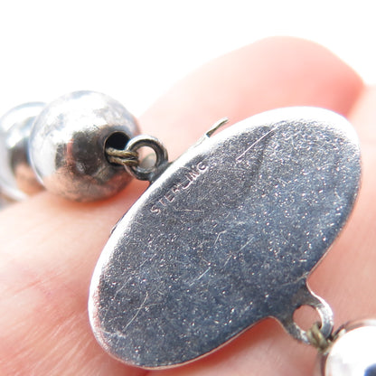 925 Sterling Silver Vintage Modernist Oxidized Beaded Chain Necklace 18"