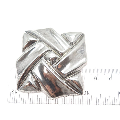925 Sterling Silver Vintage Mexico Modernist Oxidized Pin Brooch / Pendant