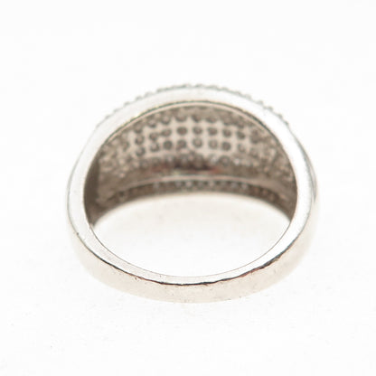 925 Sterling Silver Real Round-Cut Diamond Sparkle Dome Ring Size 7
