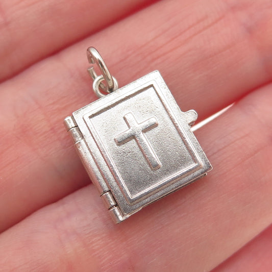 925 Sterling Silver Vintage Bible Locket Mini Charm Pendant