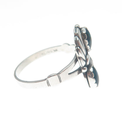 WHEELER MFG CO 925 Sterling Silver Vintage Abalone Shell Feather Ring Size 9.75