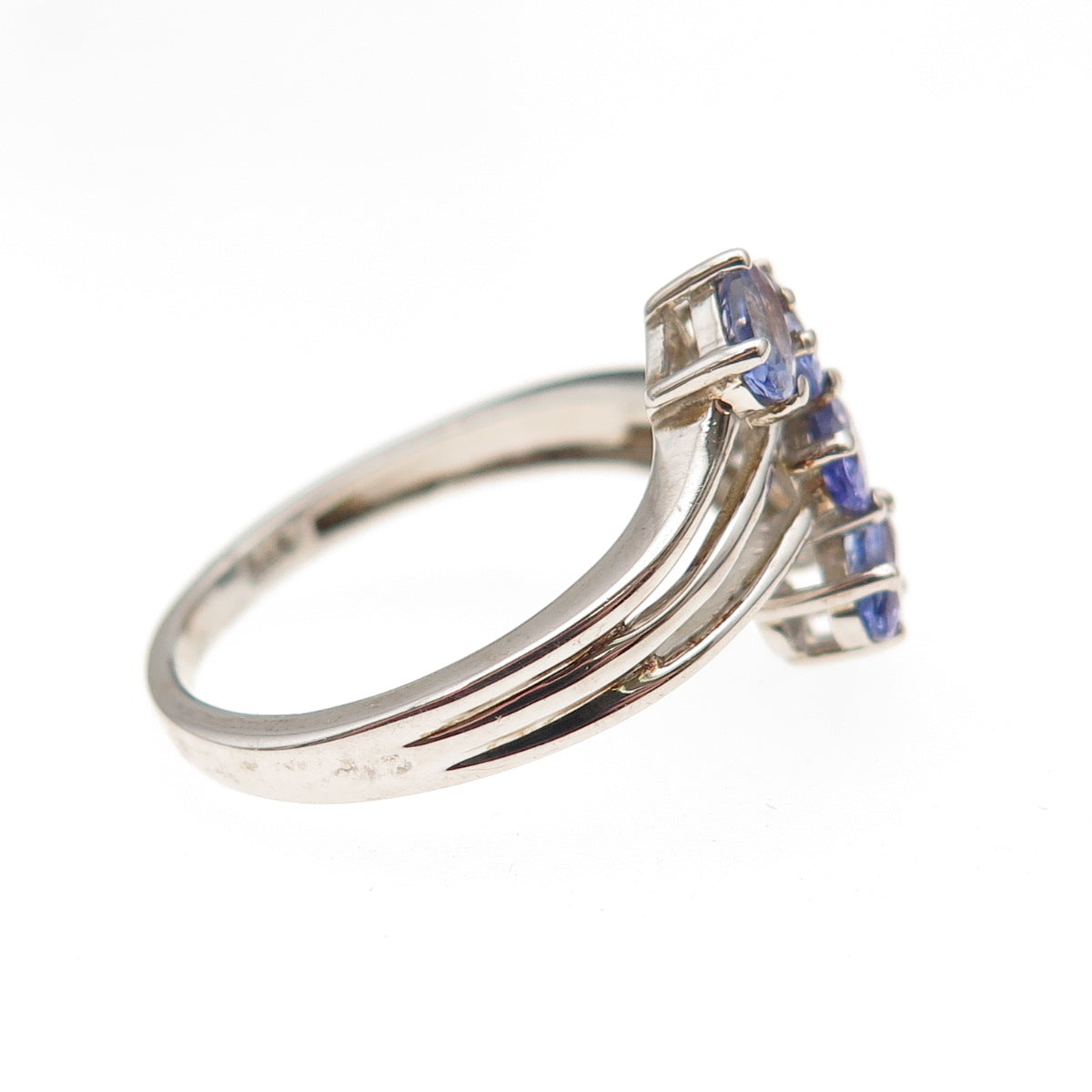 Chuck Clemency 925 Sterling Silver Real Oval-Cut Tanzanite Bypass Ring Size 8
