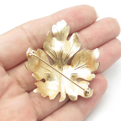 925 Sterling Silver Gold Plated Vintage Napier Oak Leaf Pin Brooch