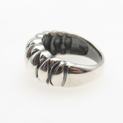 925 Sterling Silver Vintage Modernist Marquise-Shape Oxidized Ring Size 7