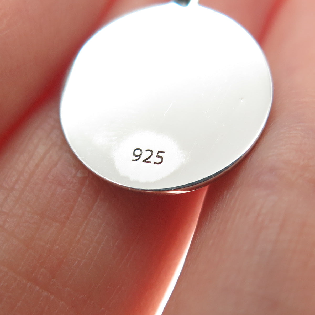 925 Sterling Silver Blue Enamel Male Symbol Round Tag Minimalist Charm Pendant