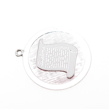 925 Sterling Silver Vintage Enamel Diploma Charm Pendant