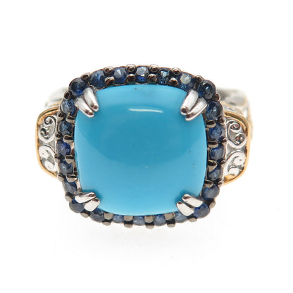 Michael Valitutti Gems En Vogue 925 Sterling Turquoise & Sapphire Ring Size 8.25