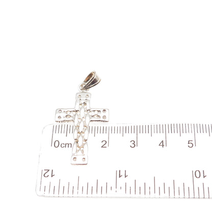 925 Sterling Silver Vintage Modernist Cross Charm Pendant