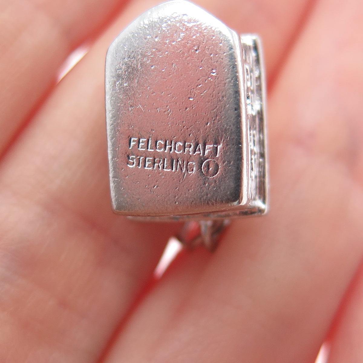 FELCHCRAFT 925 Sterling Silver Vintage Enamel School Minimalist 3D Pendant