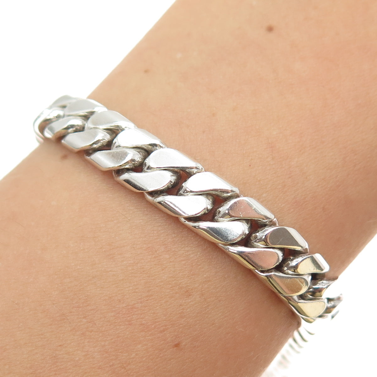 925 Sterling Silver Vintage Mexico Cuban Link Bracelet 7.5"