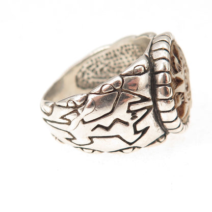 Shube 925 Sterling Silver Vintage Sun Symbol Oxidized Ring Size 7.25