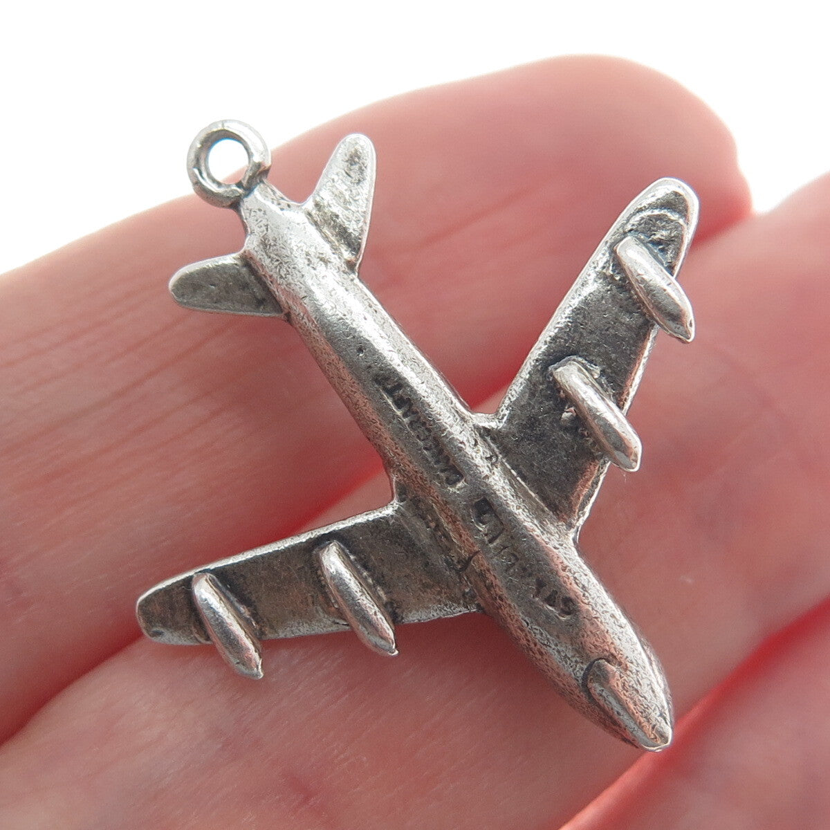DANECRAFT 925 Sterling Silver Antique Retro Airplane 3D Charm Pendant