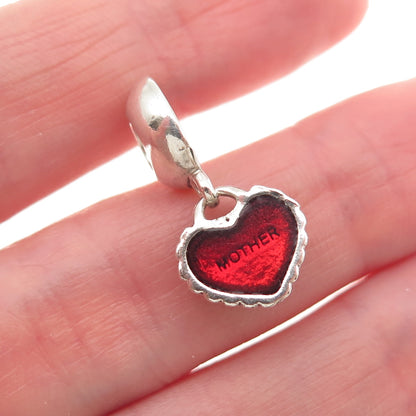 PANDORA Sterling Silver Enamel You & Me Piece of My Heart Mother Dangle Charm