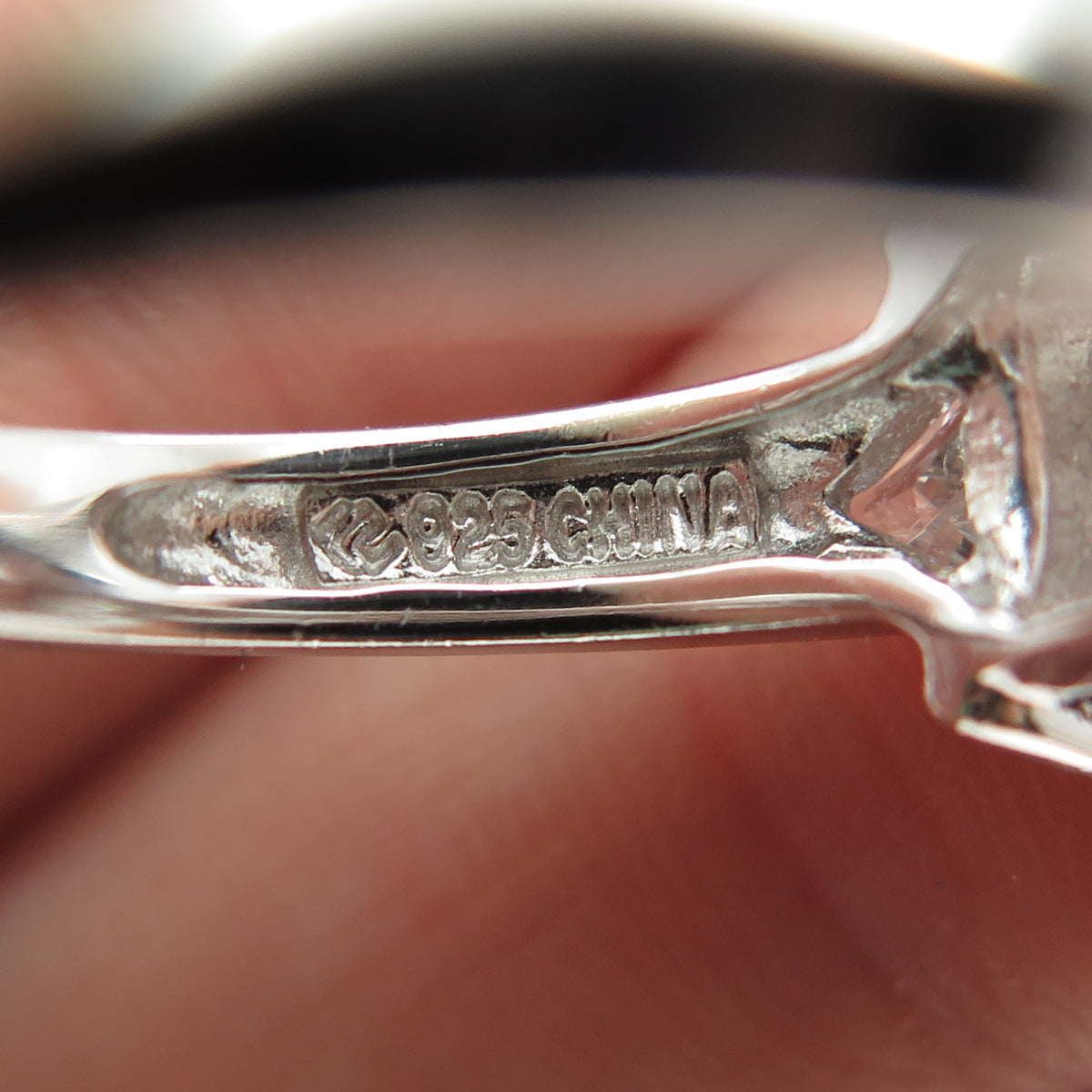925 Sterling Silver Radiant & Triangle C Z Engagement Ring Size 7.25
