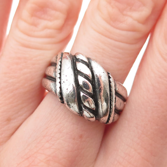 925 Sterling Silver Vintage Modernist Oxidized Ring Size 8.75