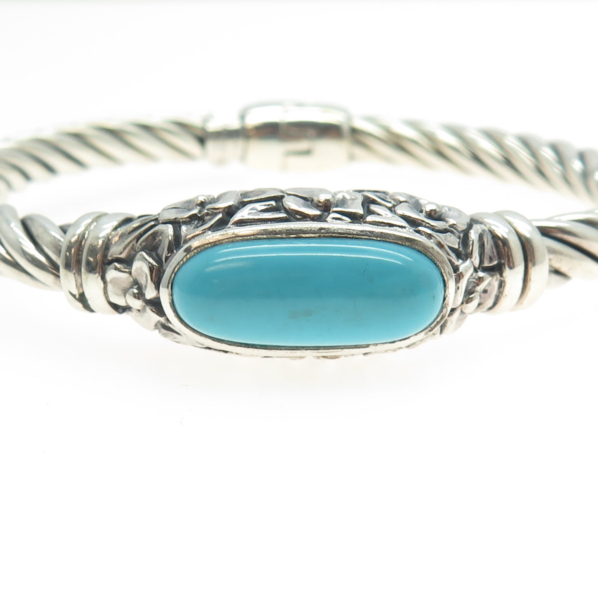 FILI MENEGATTI 925 Sterling Silver Vintage Italy Turquoise Gem Bracelet 6.75"