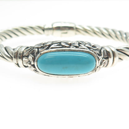 FILI MENEGATTI 925 Sterling Silver Vintage Italy Turquoise Gem Bracelet 6.75"