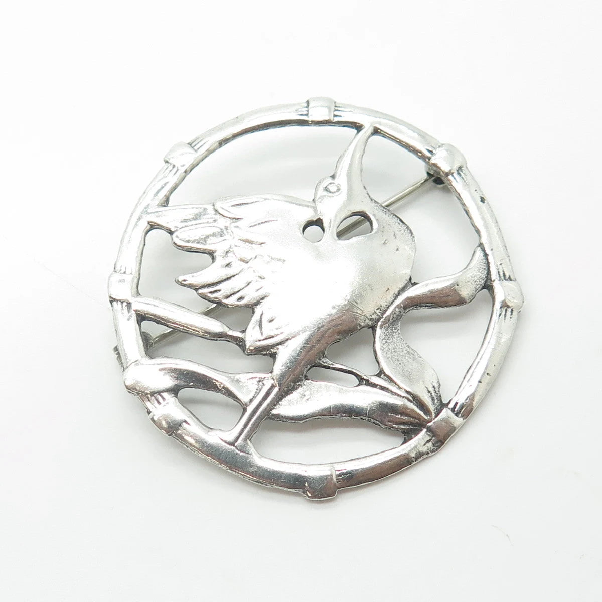 925 Sterling Silver Vintage Stork Bird Pin Brooch