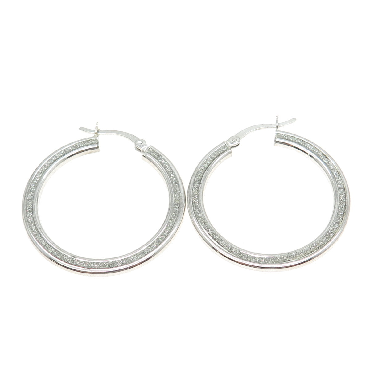 925 Sterling Silver Diamond-Illusion Hoop Earrings