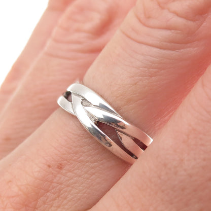 925 Sterling Silver Vintage Braided Oxidized Ring Size 6.25