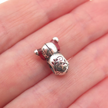 Chamilia 925 Sterling Silver Enamel Japanese Geisha Doll Slide Bead Charm