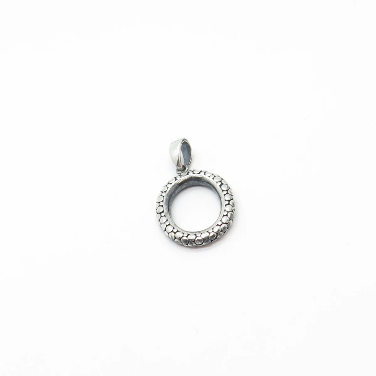 925 Sterling Silver Vintage Pebble Round Pendant