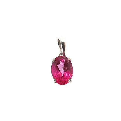 925 Sterling Silver Real Oval-Cut Ruby Minimalist Charm Pendant