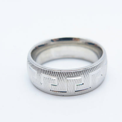 925 Sterling Silver Greek Maze Band Ring Size 5.75