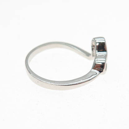 925 Sterling Silver Round-Cut Champagne C Z Modernist Heart Ring Size 7.75