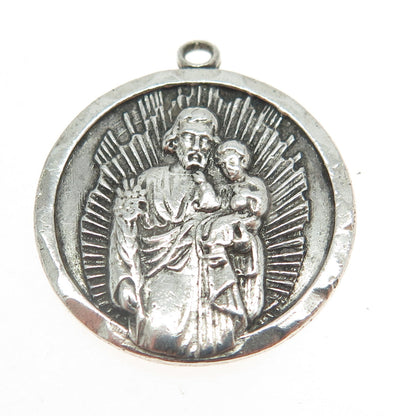 BLI 925 Sterling Silver Antique Art Deco St. Joseph Religious Pendant