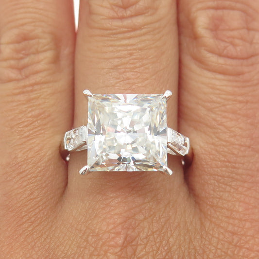 925 Sterling Silver Princess-Cut C Z Engagement Ring Size 11.25