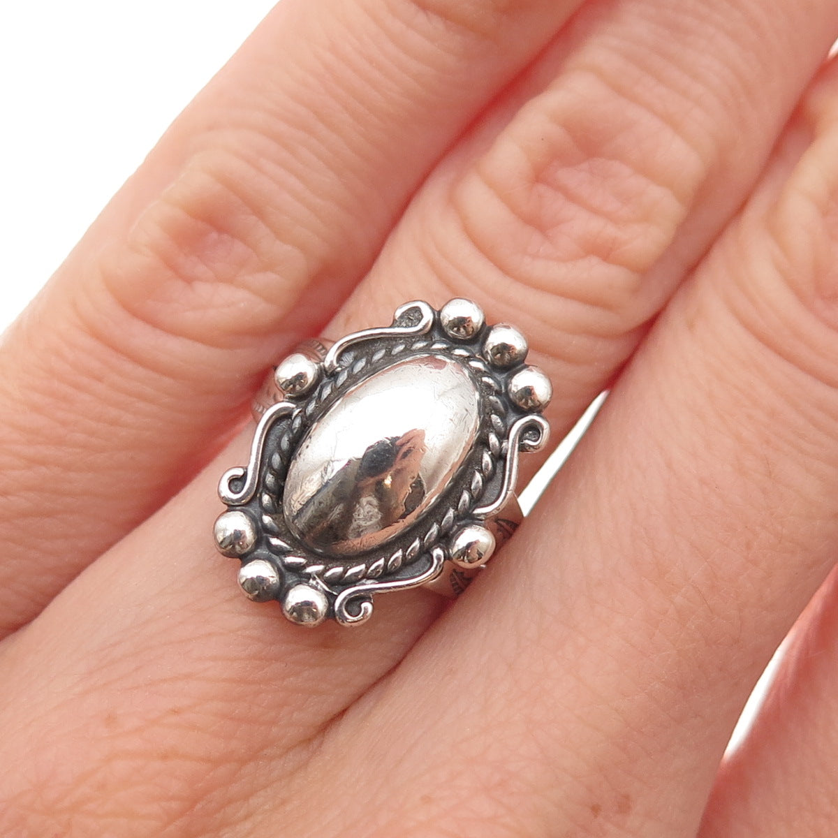 Bell Trading Post Old Pawn 925 Sterling Silver Vintage Southwestern Ring Size 5