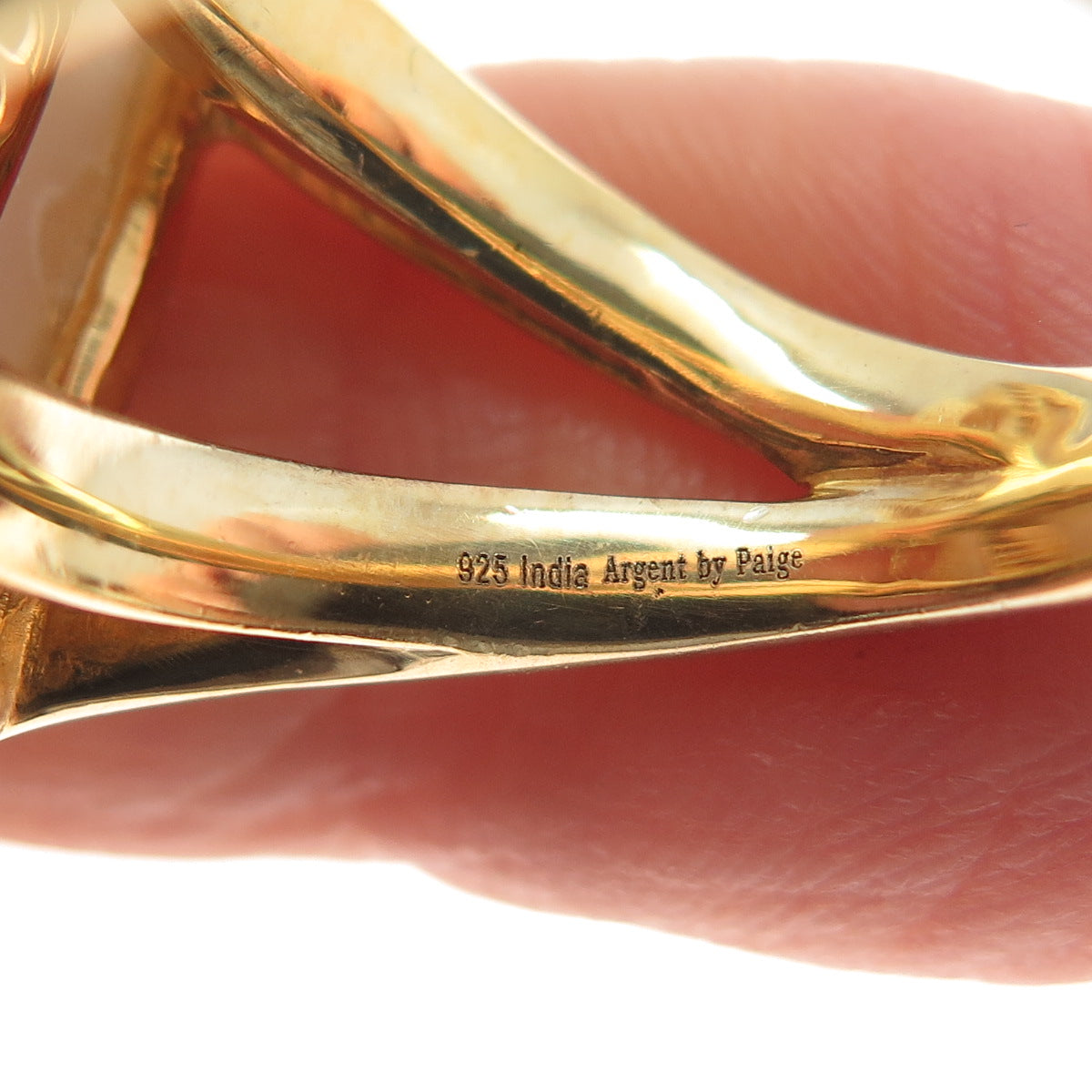 ARGENT BY PAIGE 925 Sterling Silver Gold Plated Real MOP & C Z Ring Size 7.25