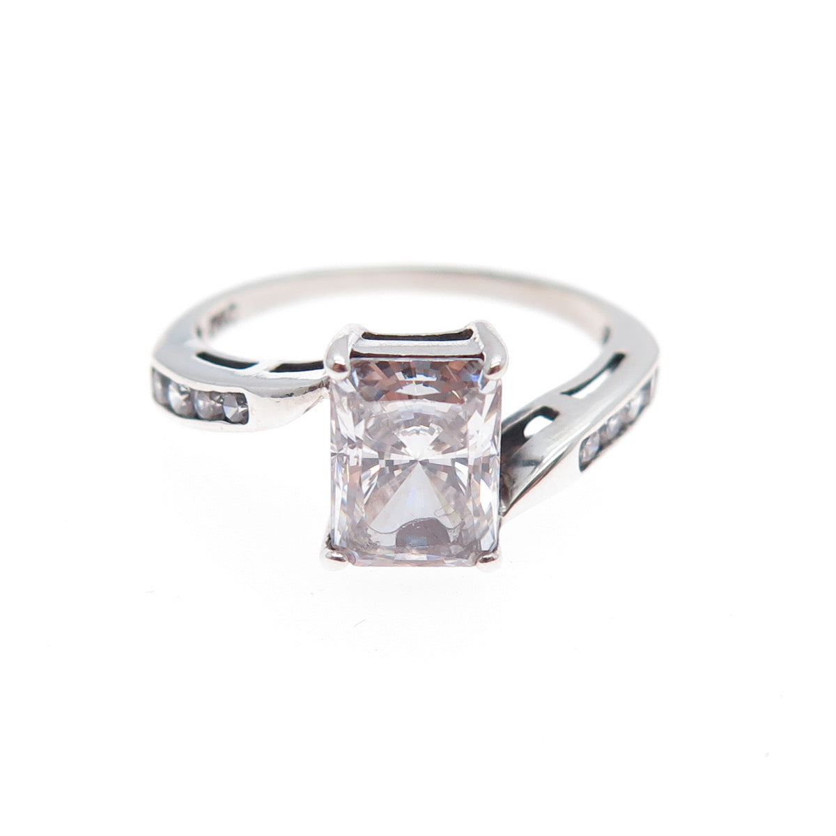 OWEN GLASS COLLECTION Sterling Radiant & Round-Cut C Z Engagement Ring Size 7