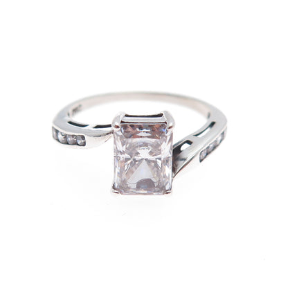 OWEN GLASS COLLECTION Sterling Radiant & Round-Cut C Z Engagement Ring Size 7