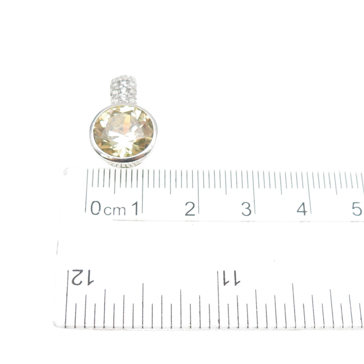 925 Sterling Silver Round-Cut Canary & White C Z Mini Slide Charm Pendant