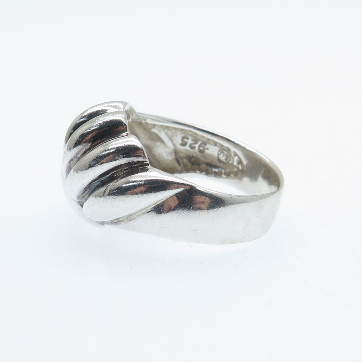 925 Sterling Silver Vintage Modernist Twisted Oxidized Ring Size 7.25