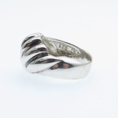 925 Sterling Silver Vintage Modernist Twisted Oxidized Ring Size 7.25
