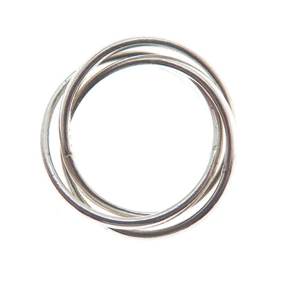 925 Sterling Silver Vintage Mexico Triple Interlocked Band Ring Size 4.75