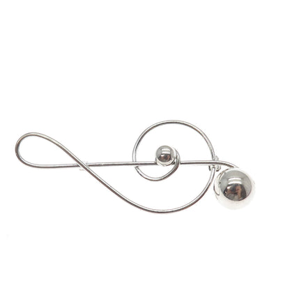LANG 925 Sterling Silver Antique Art Deco Treble Clef Music Note Pin Brooch