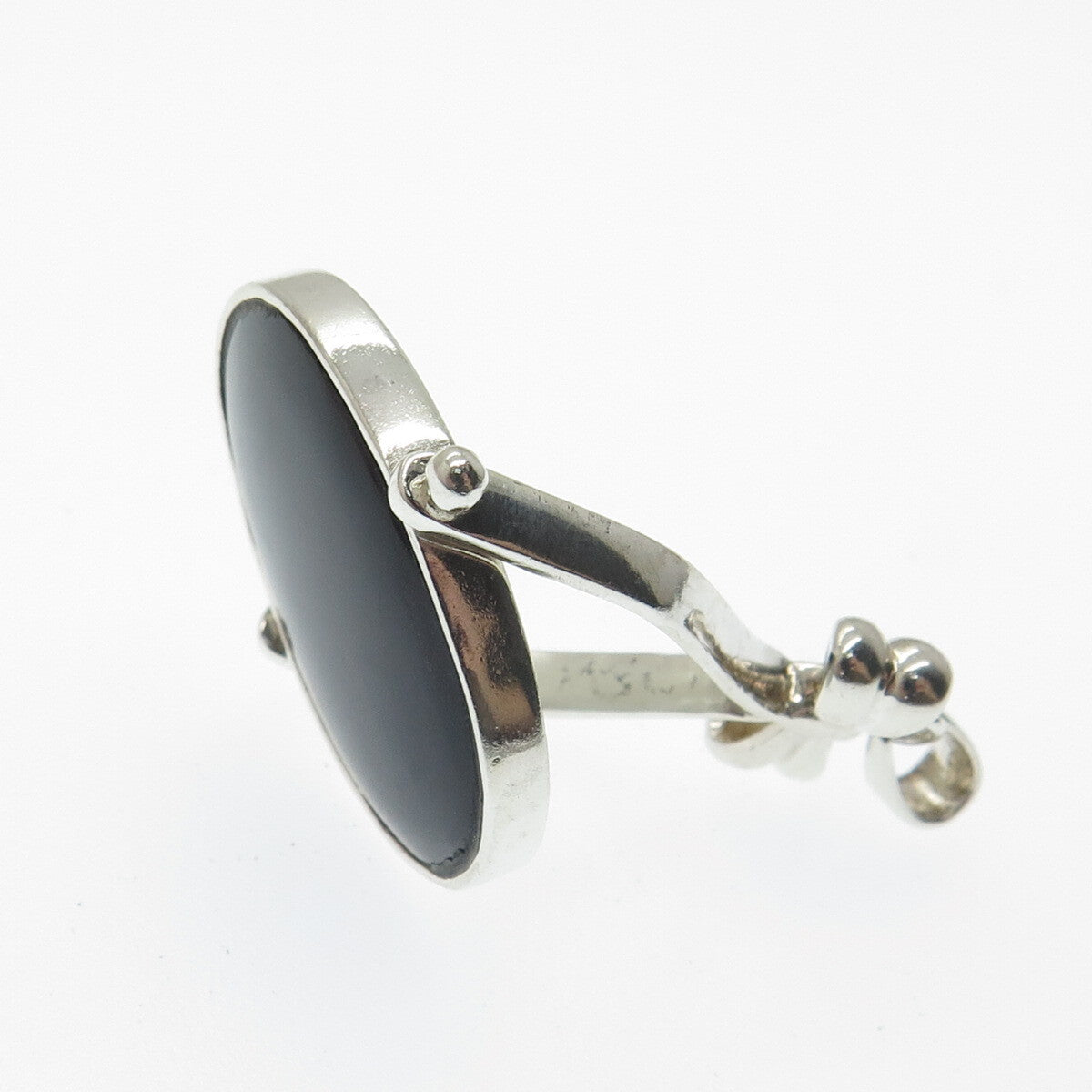 925 Sterling Silver Vintage Mother-of-Pearl & Black Onyx Gem Reversible Pendant