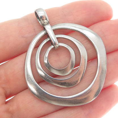 JCM JACMEL MAURITIUS 925 Sterling Silver Vintage Modernist Circle Pendant
