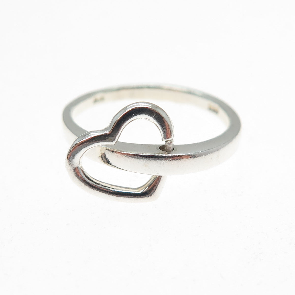 CHAPAL ZENRAY Sterling Silver Vintage Modernist Interlocked Heart Ring Size 7.25