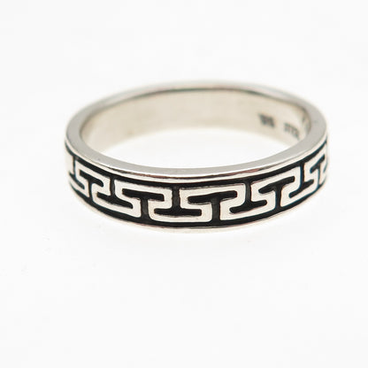 Wheeler Mfg 925 Sterling Silver Vintage Greek Maze Oxidized Band Ring Size 8