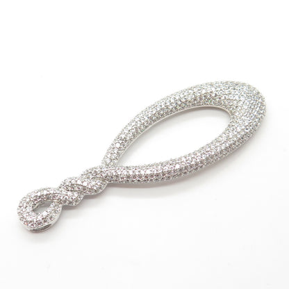 925 Sterling Silver C Z Twisted Hook Pendant